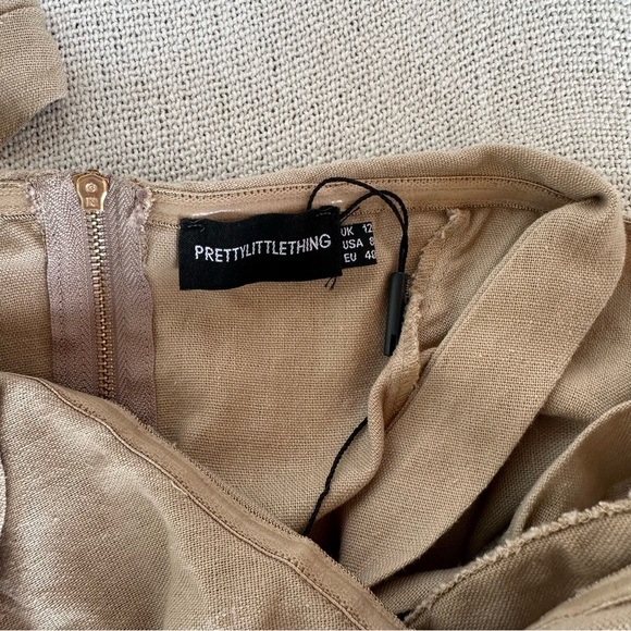 PrettyLittleThing Tan Sleeveless Ruched Bustier Bodysuit - Picture 3 of 4